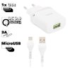 Зарядное устройство HOCO C12Q Smart USB + Кабель USB-Micro, 3A, белый, 18W 6931474716286 (МСК) оптом