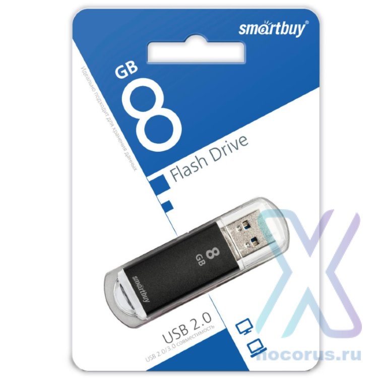 Флеш-накопитель 8 Gb Smartbuy V-Cut Black оптом