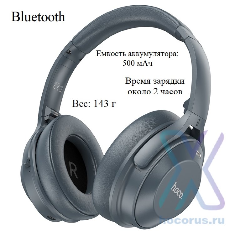 Беспроводные наушники HOCO W37 Sound Active Noise Reduction, Bluetooth, 500 мАч, темно-синий 6931474790422 (МСК) оптом