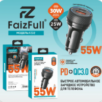 Автомобильное зарядное устройство FaizFull FZ32 PD30W+QC3.0 3A Type-C+USB Black