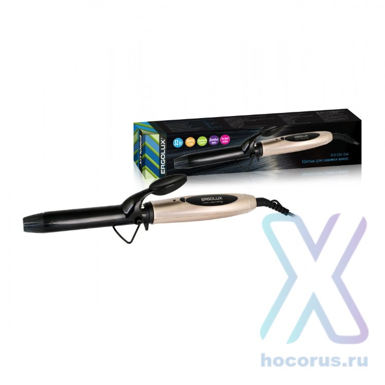 Щипцы для завивки волос ERGOLUX ELX-CI01-C64 с керамич.покр, черный/золото, d=25мм, 32W 220V 81712 оптом