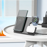 Беспроводное зарядное устройство HOCO CQ2 Flash folding 3-in-1, черный 6942007602327 (МСК)