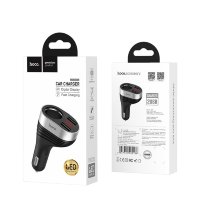 Автомобильное зарядное устройство HOCO Z29 Regal, 2*USB+прикуриватель, 3.1A, 96 Вт, черный, дисплей 6957531092186 (МСК)
