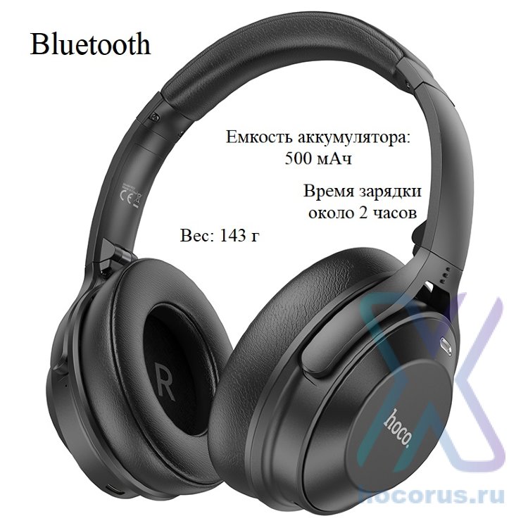 Беспроводные наушники HOCO W37 Sound Active Noise Reduction, Bluetooth, 500 мАч, черный 6931474790415 (МСК) оптом
