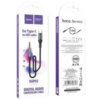 Кабель AUX HOCO DUP03 Type-C серый металл 1м 6931474753748 (МСК)