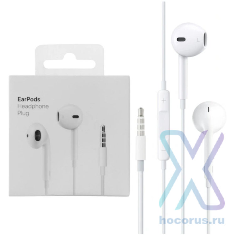 Наушники APPLE EarPods H4001 iPhone 5 logo 050 (в упаковке) БЕЗ ЛОГО оптом