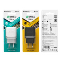 Зарядное устройство BOROFONE BA36A High speed USB, 3A, черный 6931474715968 (МСК)