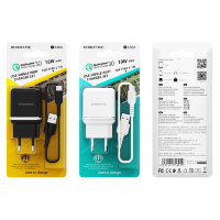 Зарядное устройство BOROFONE BA36A High speed USB + Кабель USB-Type-C, 3A, белый 6931474716019 (МСК)