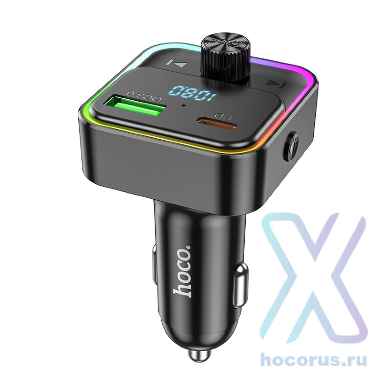 FM - Трансмиттер HOCO E81 Fantasy, USB+Type-C, 18 Вт, черный 6942007612296 (МСК) оптом