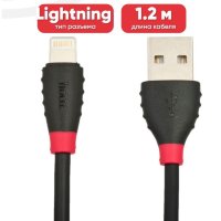 Кабель USB HOCO X27 Excellent, USB - Lightning, 2.4А, 1.2 м, черный 6957531085454 (МСК)