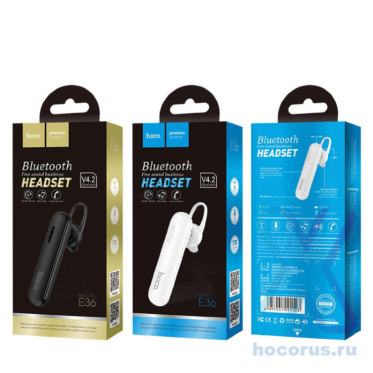 Беспроводной наушник HOCO E36 Free, Bluetooth, 70 мАч, черный, Hands-free 6957531091516 (МСК) оптом