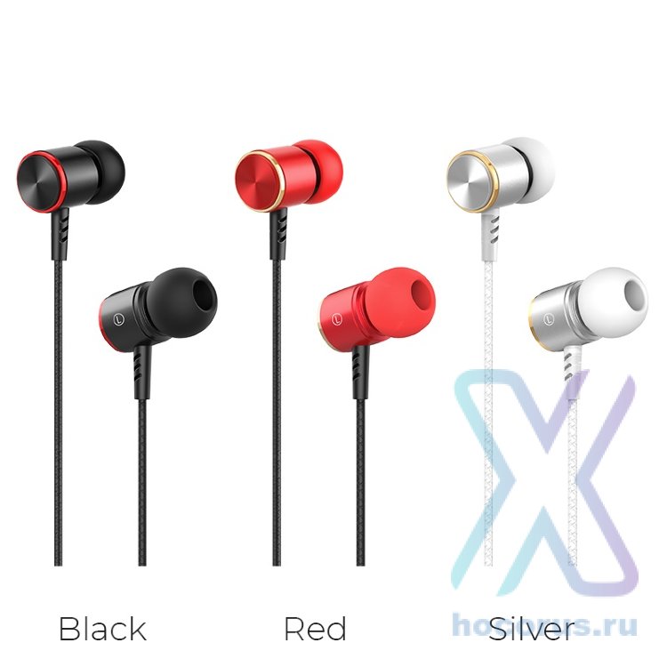 Проводные наушники HOCO M42 Ice rhyme, Jack 3.5mm, 1.2 м, серебряный, контроллер с микрофоном 6957531084969 (МСК) оптом