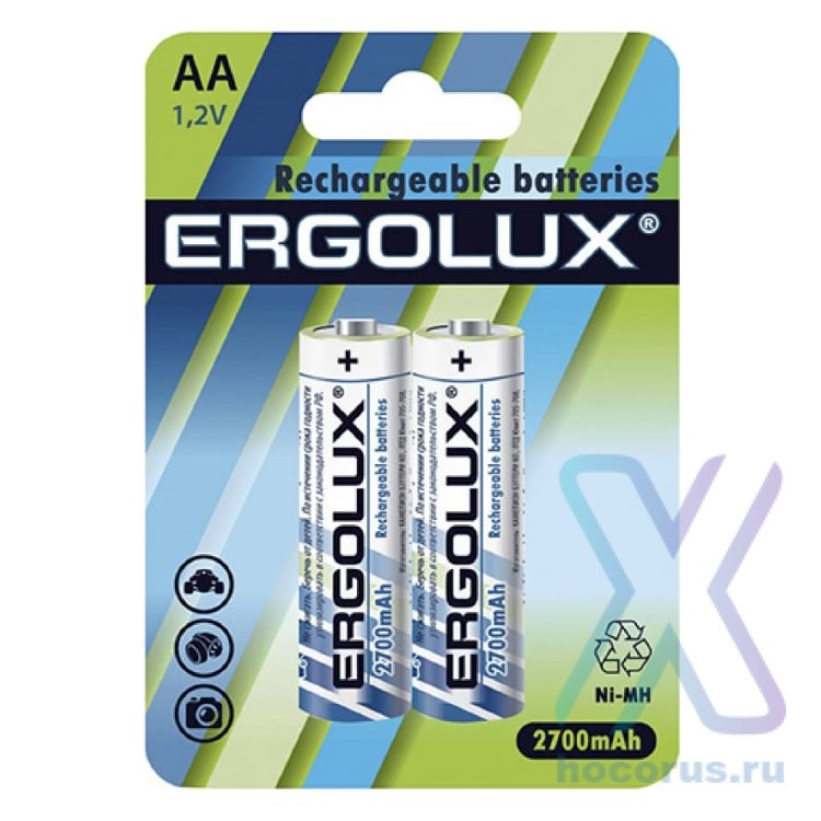 Аккумулятор Ergolux  AA 2700 mAh 1,2В BL2 (NHAA2700BL2) оптом