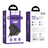 Зарядное устройство HOCO C70A USB, 3A, черный, 18W, быстрая зарядка 6931474706638 (МСК)