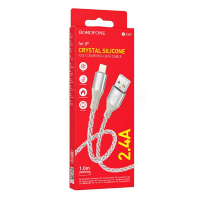 Кабель USB - lightning BOROFONE BX96 Ice crystal silicone charging data cable iP gray
