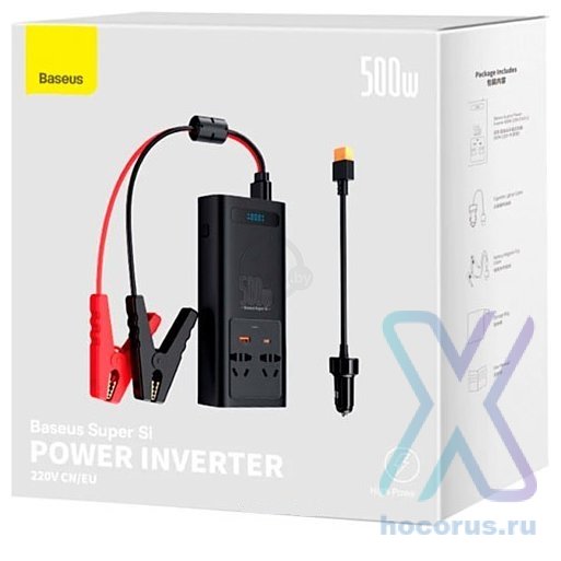 Автомобильный инвертор Baseus Super Si Power Inverter 500W (220V CN/EU ) Black CGNB000101 6932172603427 (МСК) оптом