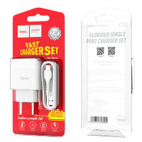 Зарядное устройство HOCO C72A Glorius single USB + Кабель USB-Micro, 2.1A, белый 6931474713001 (МСК)