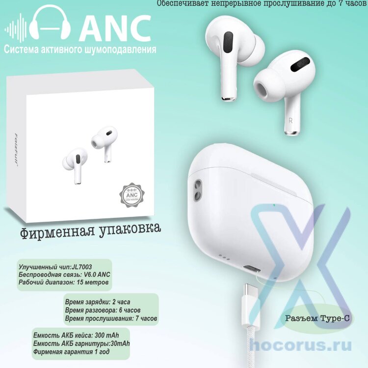 (МСК) Беспроводные наушники FaizFull FAIZ 5 ANC+ENC Шумоподавление (PRO2) с чехлом в подарок R53208 оптом