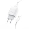 Зарядное устройство HOCO C72A Glorius single USB + Кабель USB-Type-C, 2.1A, белый 6931474713018 (МСК) оптом