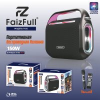 Портативная колонка FaizFull FK60, 150W, BT5.0, 12000mAh, IPX6, беспроводной микрофон Black