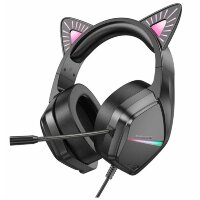 Наушники полноразмерные  Borofone BO106 Cute cat ear luminous gaming headphones Black
