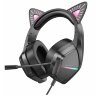 Наушники полноразмерные  Borofone BO106 Cute cat ear luminous gaming headphones Black оптом