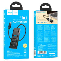 Переходник HOCO HB25 Easy Mix, Type-C - 1*USB3.0 + 3*USB2.0, черный 6931474762429 (МСК)