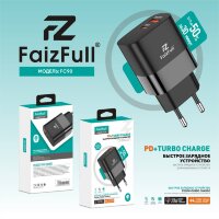 (МСК) СЗУ FaizFull FC90 USB-C 20W USB-A 20W в коробке R53414