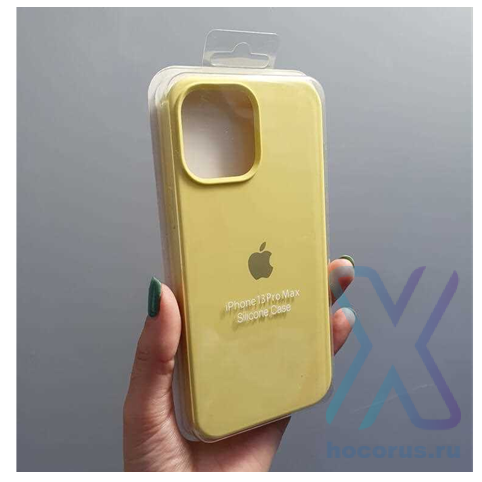 Silicone Case iPhone 12 Pro Max (6.7) желтый Накладка силиконовая под оригинал "с логотипом" закрытая 00-00044715 (МСК) оптом