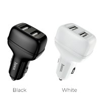 Автомобильное зарядное устройство HOCO Z36 Leader, 2*USB, 2.4A, белый 6931474727725 (МСК)