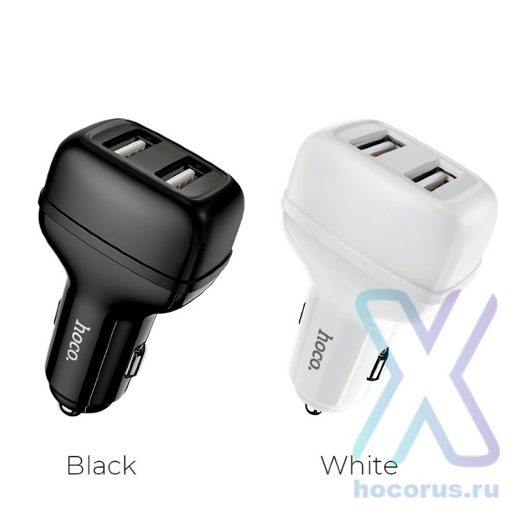 Автомобильное зарядное устройство HOCO Z36 Leader, 2*USB, 2.4A, белый 6931474727725 (МСК) оптом