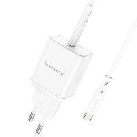 Зарядное устройство BOROFONE BN6 Field USB-C + Кабель Type-C-Type-C, 20W, белый 6974443384314 (МСК)
