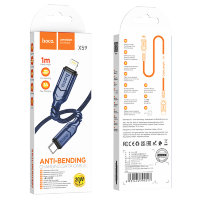 Кабель USB-C HOCO X59 Victory, Type-C - Lightning, 20W, 1 м, синий 6931474794017 (МСК)
