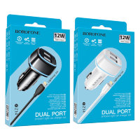 АЗУ BOROFONE BZ14 Max, 2*USB + Кабель USB-Lightning, 2.4A, черный 6931474735928 (МСК)