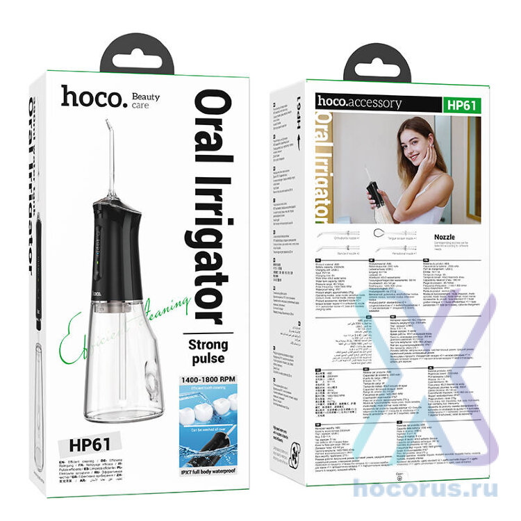 Ирригатор HOCO HP61, для зубов и полости рта, давление 40-140psi, 1400-1800об/мин, 2000mAh White оптом