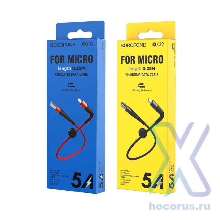 Кабель USB - microUSB BOROFONE BX32 0.25 m в оплетке  Black оптом