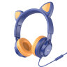 Наушники полноразмерные HOCO W36 Cat ear headphones with mic Синий оптом