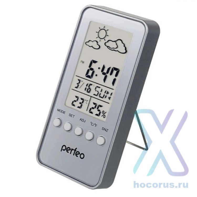 Perfeo Часы-метеостанция "Window", серебряный, (PF-S002A) время, температура, влажность, дата оптом