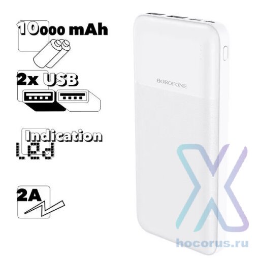 Внешний АКБ BOROFONE BJ16 Cube, 2A, 10000 мА⋅ч, белый, с индикатором 6974443380996 (МСК) оптом