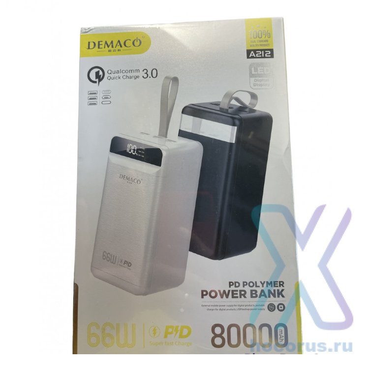 Внешний аккумулятор DEMACO A212 80000mAh Black оптом