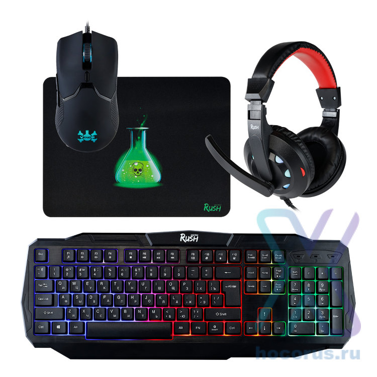 Игровой набор Smartbuy Rush Venom Black клавиатура+мышь+гарнитура+коврик оптом