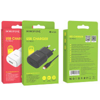 Зарядное устройство BOROFONE BA48A Orion USB + Кабель USB-Micro, 2.1A, белый 6931474728371 (МСК)