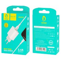 Зарядное устройство DENMEN DC03V 2.4A USB + кабель microUSB White