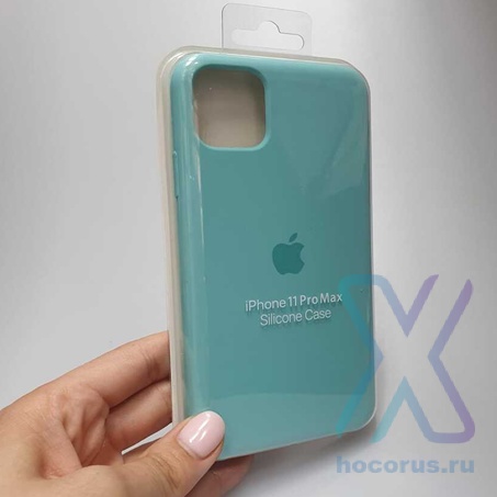 Silicone Case iPhone 11 Pro Max бирюзовый Накладка силиконовая под оригинал "с логотипом" 00-00044586 (МСК) оптом
