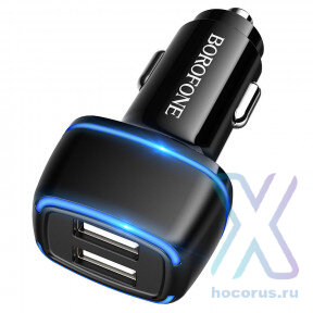 Автомобильное зарядное устройство BOROFONE BZ14 12W 2USB Black (мятая упаковка) оптом