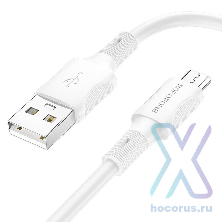 Кабель USB - microUSB BOROFONE BX80 Micro Succeed charging data cable white оптом