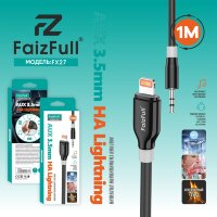 (МСК) Переходник FaizFull FX27 AUX-Lightning 1М мягкая силиконовая оплётка R54116