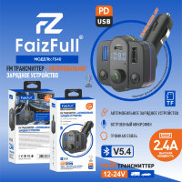 (МСК) FM модулятор+АЗУ 12-24V FaizFull FS40 2,4A , Bluetooth 5.4+EDR RGB , встроенный микрофон R54151