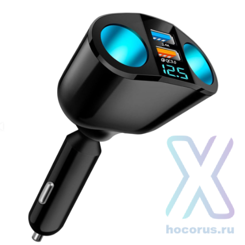 Разветвитель авто TDS TS-CAU68А (2 гнезда + USB + QC3.0) оптом