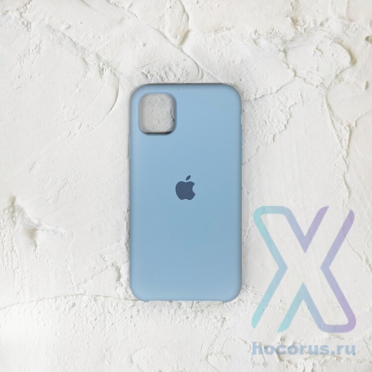 Silicone Case iPhone 11 Pro Max бледно-голубой Накладка силиконовая под оригинал "с логотипом" 00-00044594 (МСК) оптом